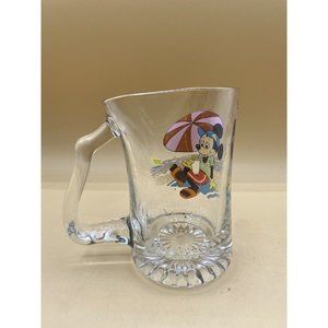 Vintage Walt Disney Mickey Mouse Clear Glass Mug Beer Stein Melted Abstract